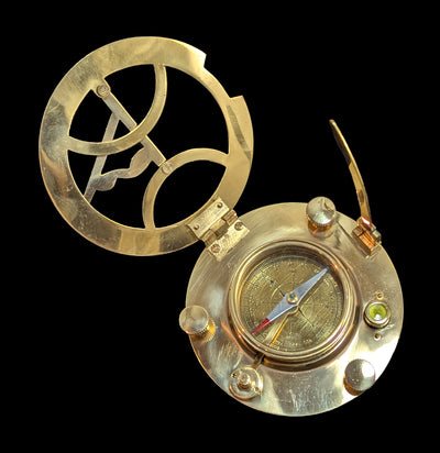 Solid Brass Sundial Compass with Rosewood Box-AntqRplica-Hampton Nautical-PaxtonGate