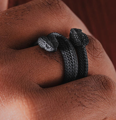 Matte Black Amphisbaena Triple Layering Ring-Rings-Coppertist-PaxtonGate