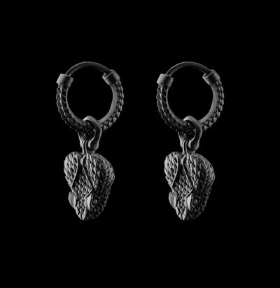 Matte Black Rattlesnake Head Brass Earrings-Earrings-Coppertist-PaxtonGate