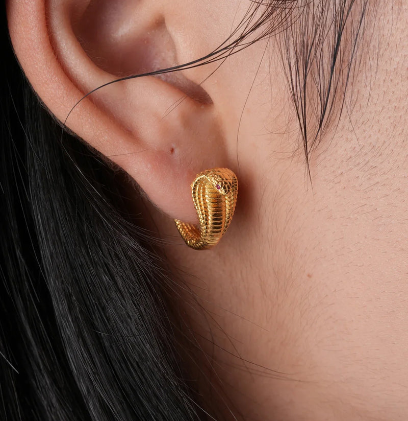 Cobra Stud Gold Vermeil Earrings-Earrings-Coppertist-PaxtonGate