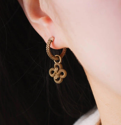 Brass Double Snake Hoop Charm Brass Earrings-Earrings-Coppertist-PaxtonGate