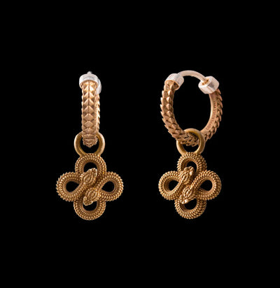 Brass Double Snake Hoop Charm Brass Earrings-Earrings-Coppertist-PaxtonGate