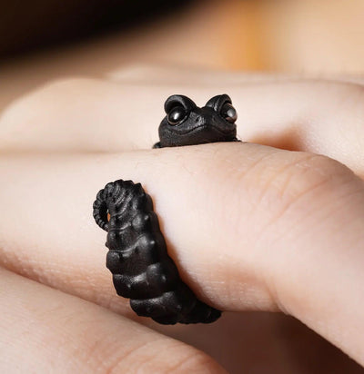 Matte Black Brass Knob Tail Gecko Ring-Rings-Coppertist-PaxtonGate