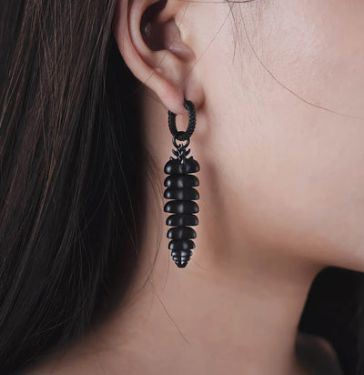 Matte Black Brass Rattlesnake Tail Earrings-earrings-Coppertist-PaxtonGate