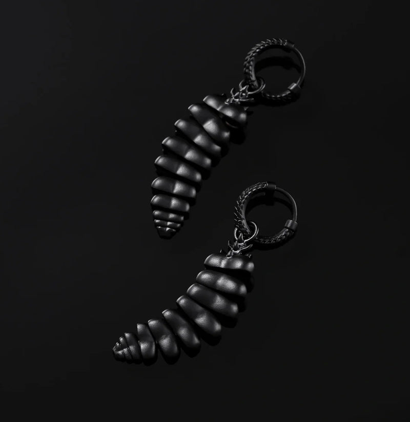 Matte Black Brass Rattlesnake Tail Earrings-earrings-Coppertist-PaxtonGate