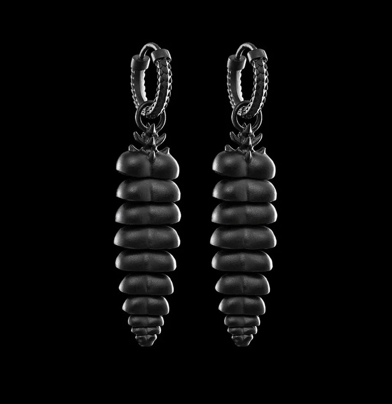 Matte Black Brass Rattlesnake Tail Earrings-earrings-Coppertist-PaxtonGate