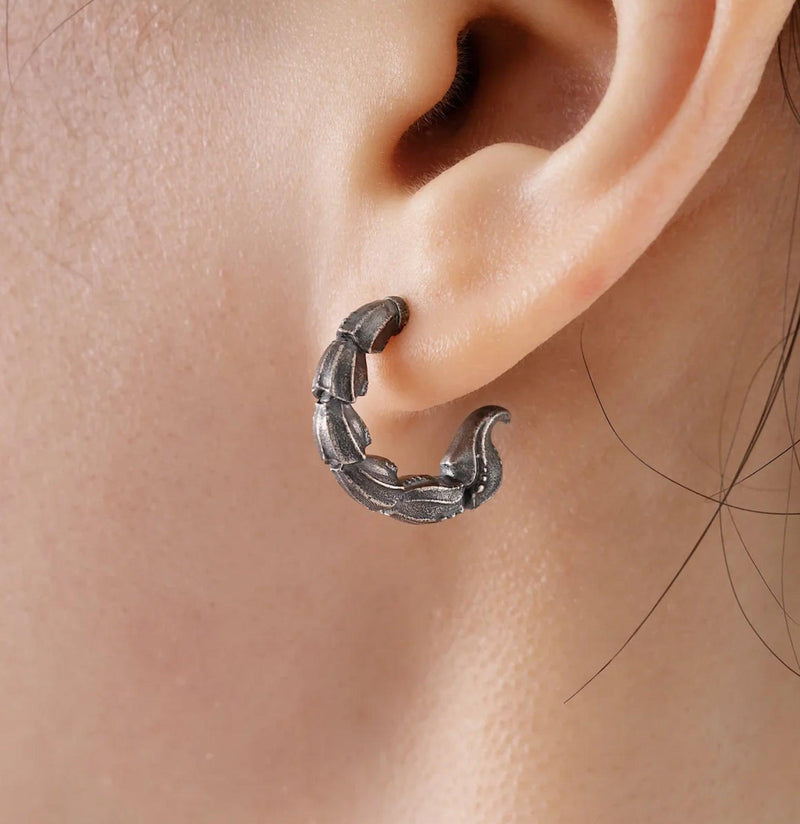 Scorpion Tail Oxidized Silver Earrings-Earrings-Coppertist-PaxtonGate