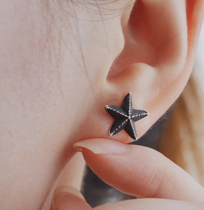 Starfish Oxidized Silver Earrings-Earrings-Coppertist-PaxtonGate