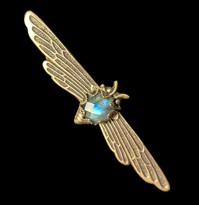 Labradorite Long Wing Bee Hair Clip-Accessories-Joy Road-PaxtonGate