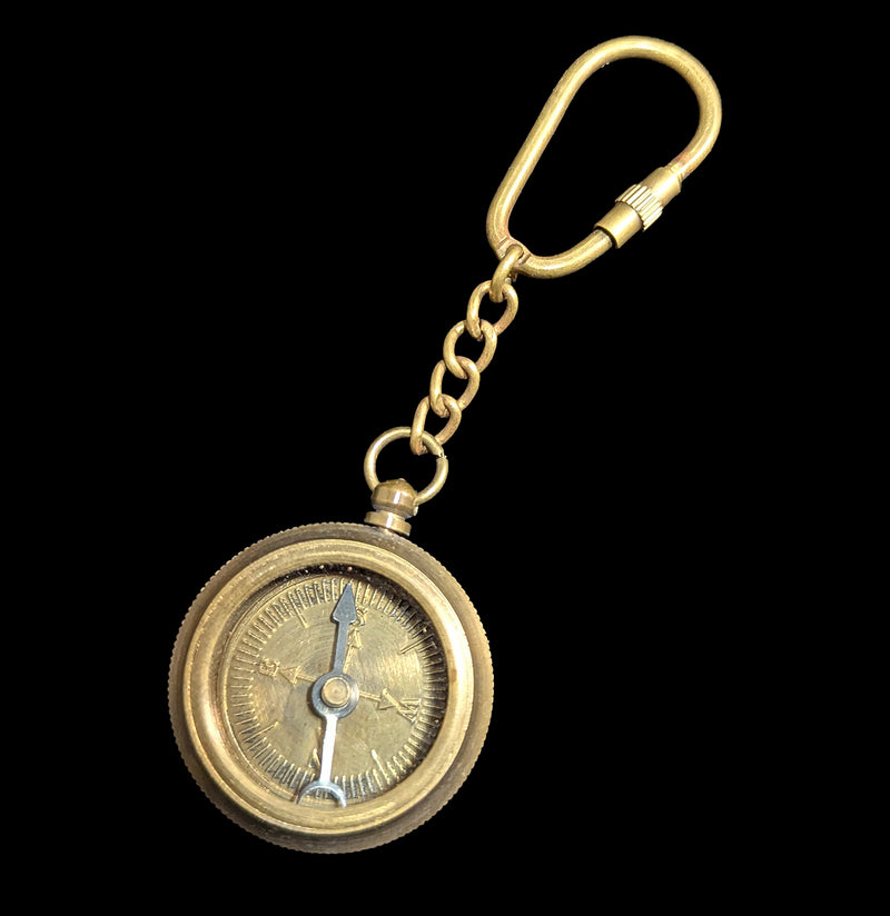 Antiqued Brass Compass Keychain-Accessories-Madison Bay Co.-PaxtonGate