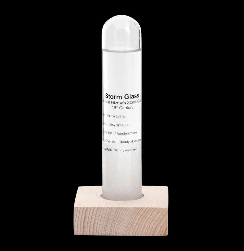 Storm Glass Tube with Beechwood Base-Equipment-Kikkerland-PaxtonGate