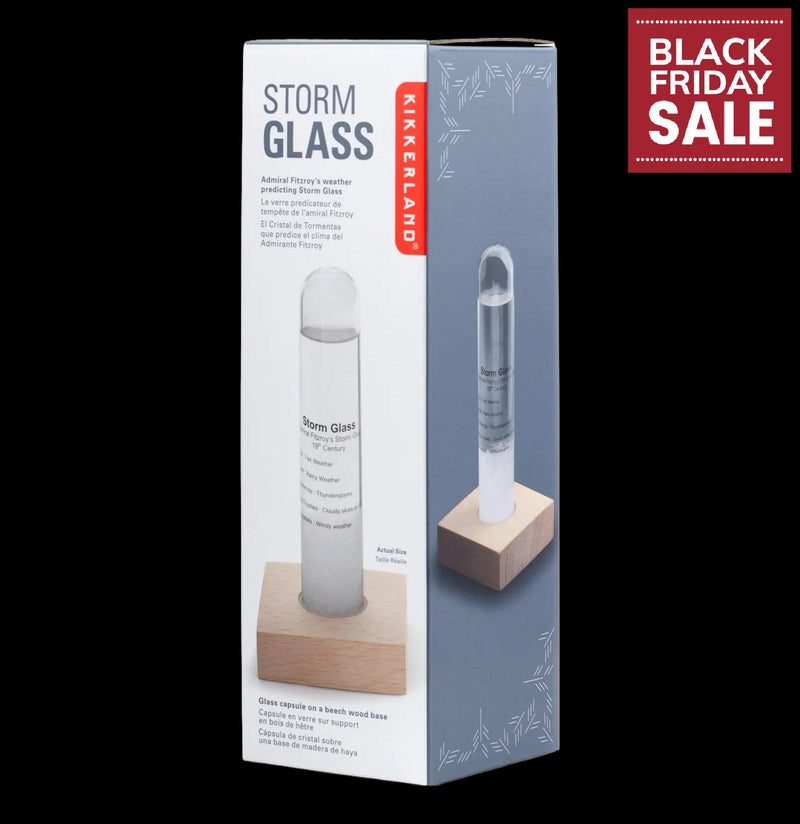 Storm Glass Tube with Beechwood Base-Equipment-Kikkerland-PaxtonGate