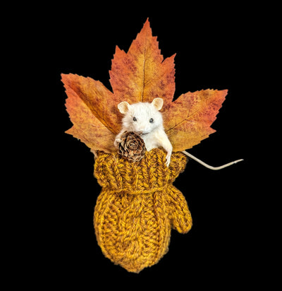 Hanging Taxidermy Mouse In An Autumn Mitten-Taxidermy-Classic mouse parade-PaxtonGate