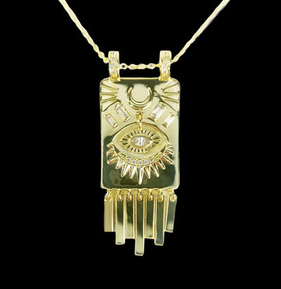 Evil Eye Fringe Necklace-Necklaces-Spitfire Girl-PaxtonGate