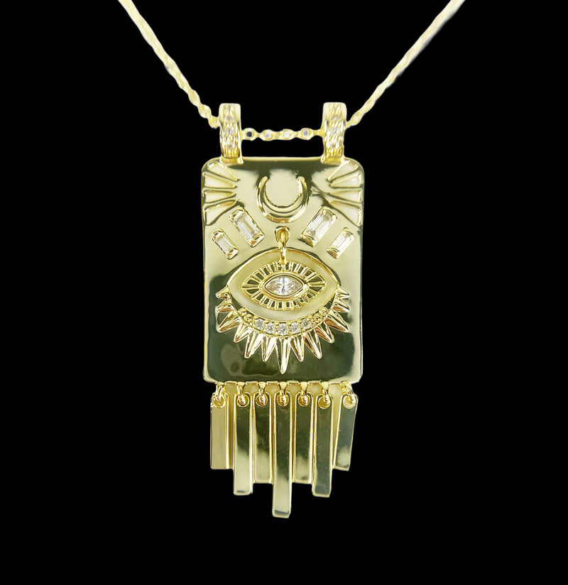 Evil Eye Fringe Necklace-Necklaces-Spitfire Girl-PaxtonGate