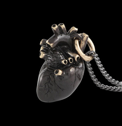 Black Anatomical Heart Necklace