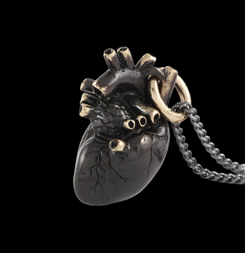 Black Anatomical Heart Necklace