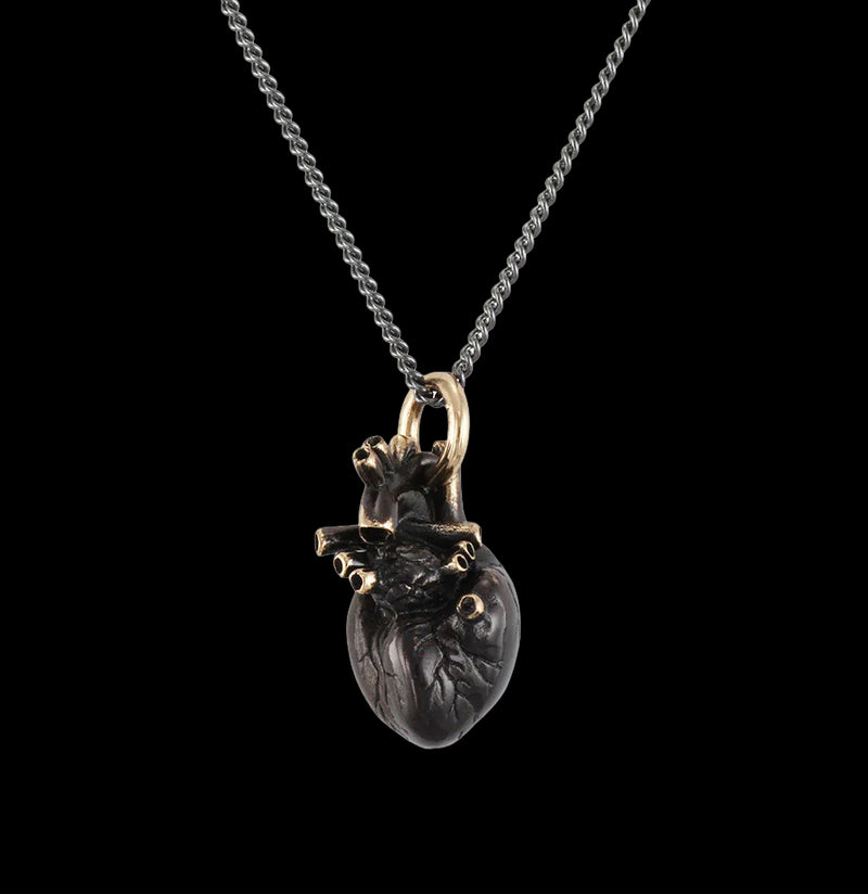 Black Anatomical Heart Necklace