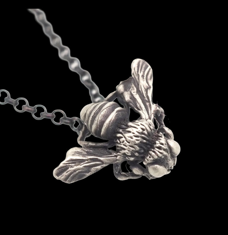 Sterling Silver Honey Bee Necklace-Necklaces-THEETH-PaxtonGate