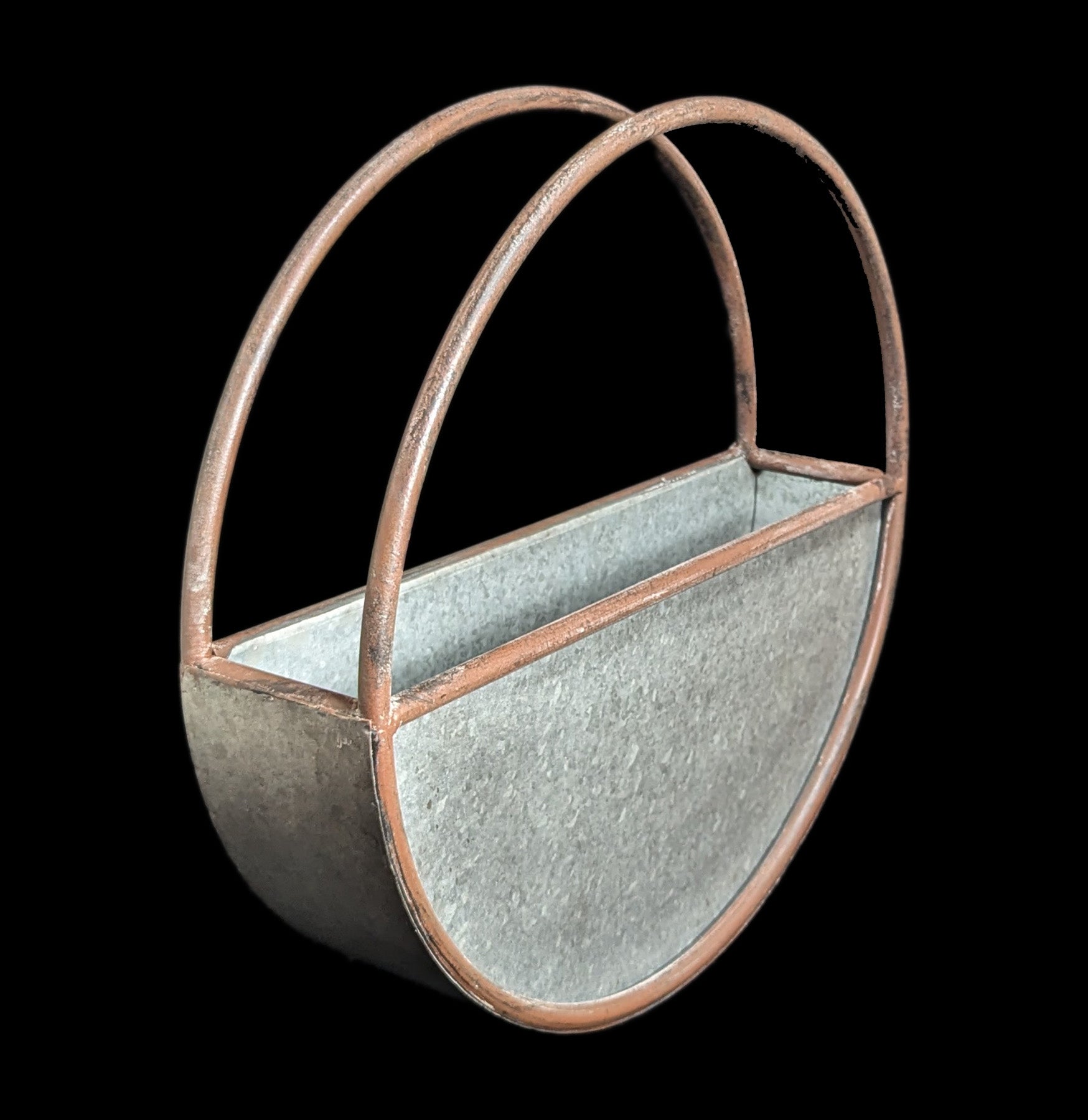 gate hanging planter Rustic Round Farmhouse Galvanized Metal Wall Planter