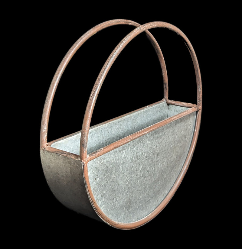 galvanized steel hanging planter Rustic Round Farmhouse Galvanized Metal Wall Planter For Sale