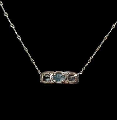 Antiqued Sterling Silver Prepare To Follow Necklace with Moss Agate-Necklaces-Omnia Studios LLC-PaxtonGate