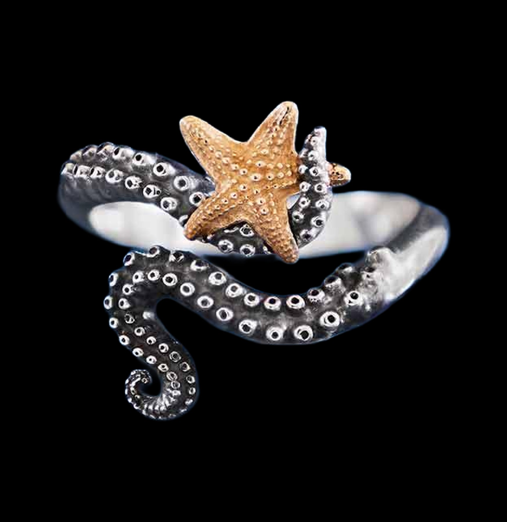 Adjustable Octopus Ring with Bronze Starfish Sterling Silver – Paxton Gate