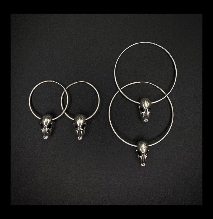 Sterling Silver Bat Skull Hoop Earrings For Sale | Paxton Gate