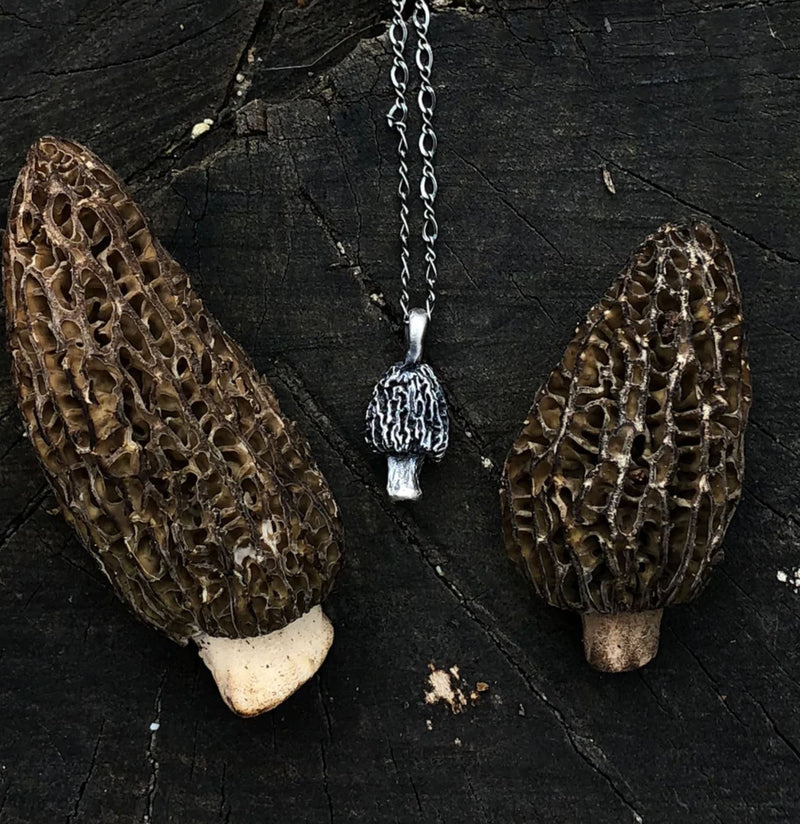 Sterling Silver Morel Mushroom Necklace - Paxton Gate