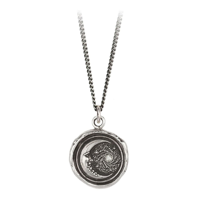 Sterling Silver Trust the Universe Diamond Set Talisman Necklace - Paxton Gate