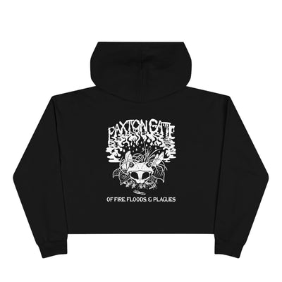 Women's Floods, Fires And Plagues Crop Hoodie By Megan Lees-Hoodie-Printify-PaxtonGate