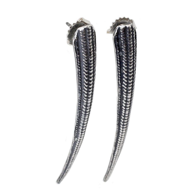 Oxidized Silver Seashell Spike Stud Earrings - Paxton Gate