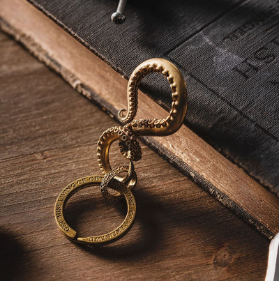 Solid Brass Octopus Tentacle with Keyring - Paxton Gate