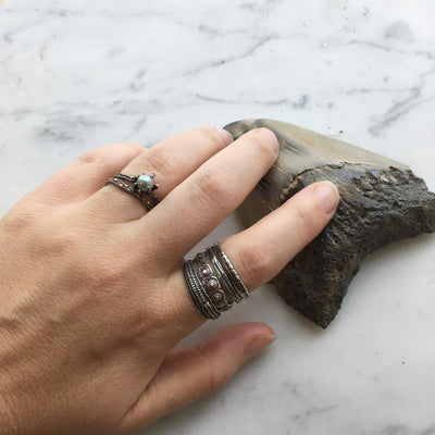 Oxidized Silver Stingray Stacking Ring - Paxton Gate