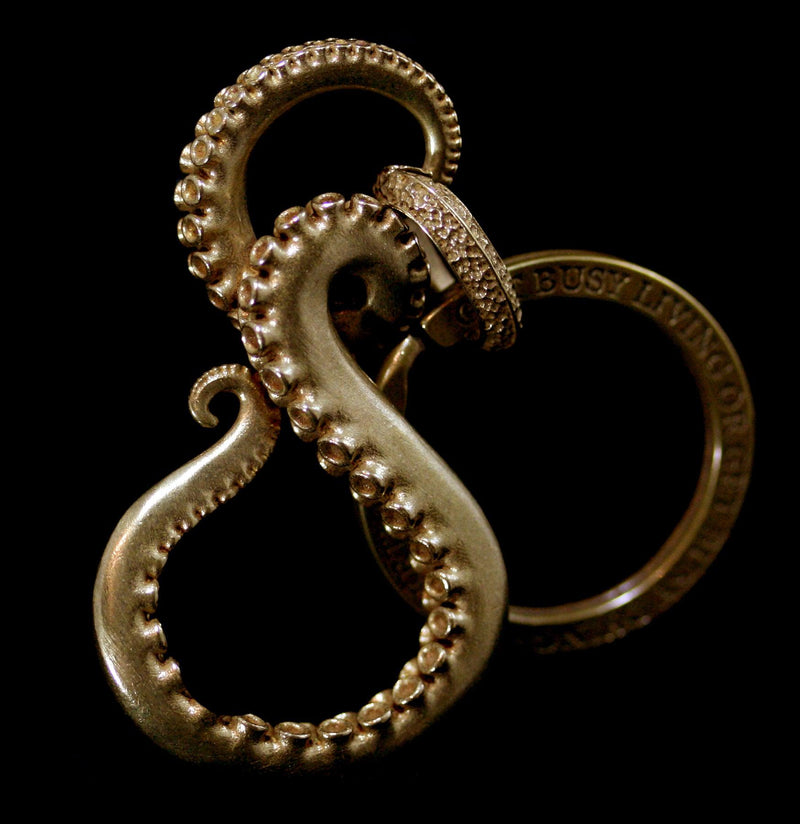 Solid Brass Octopus Tentacle with Keyring - Paxton Gate