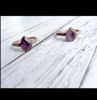 Purple Amethyst Crystal & Copper Ring - Paxton Gate