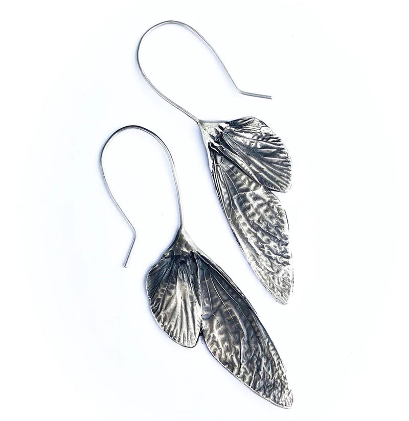Sterling Silver Cicada Wing Earrings - Paxton Gate