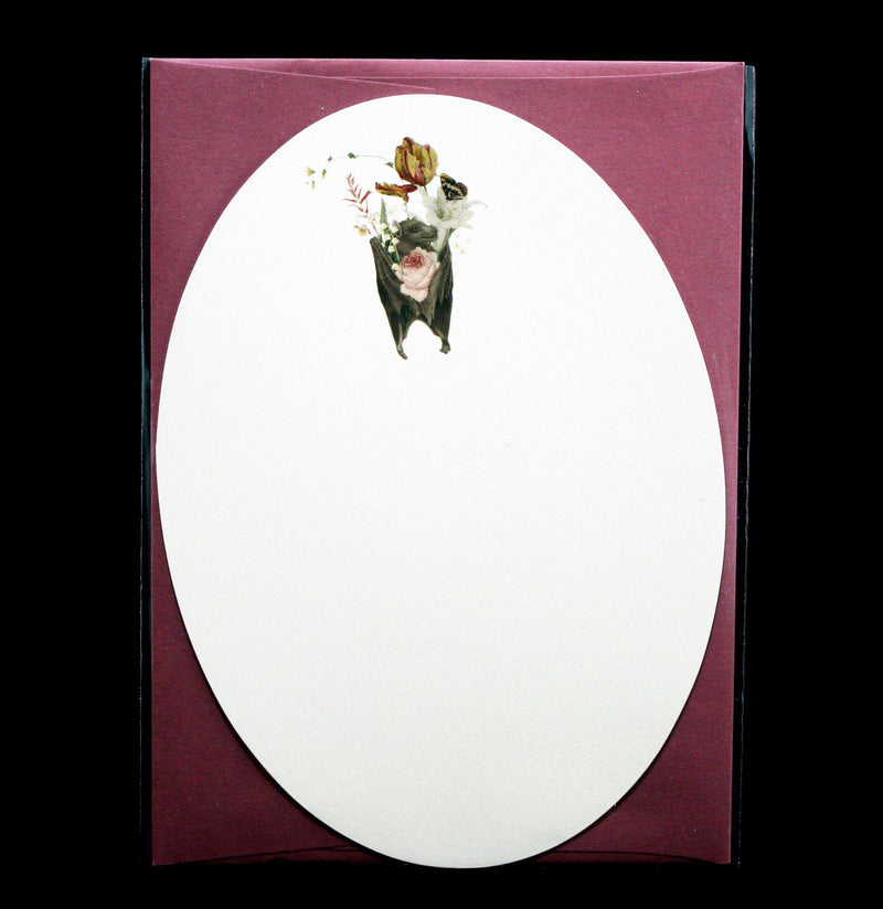 Bat Flowers Oval Greeting Card - Paxton Gate