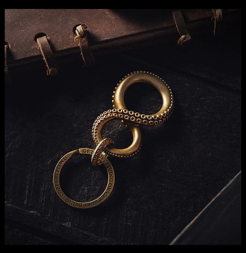 Solid Brass Octopus Infinity Pendant & Key Ring - Paxton Gate